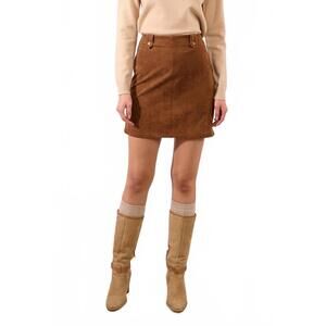 NEW MOLLY BRACKEN woven suede skirt in brown